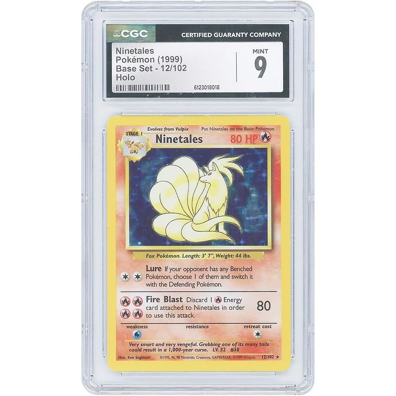 Ninetales 1999 Pokemon Base Set Holo #12 CGC Authenticated 9 Card