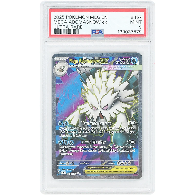 Mega Abomasnow EX 2025 Pokemon Mega Evolution Ultra Rare #157 PSA Authenticated 9 Card