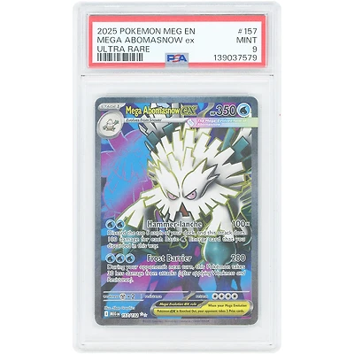 Mega Abomasnow EX 2025 Pokemon Mega Evolution Ultra Rare #157 PSA Authenticated 9 Card