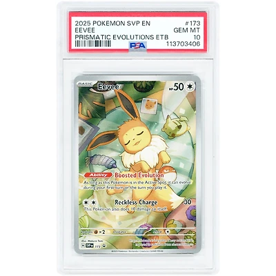 Eevee 2025 Pokemon Prismatic Evolutions ETB Black Star Promo #173 PSA Authenticated 10 Card
