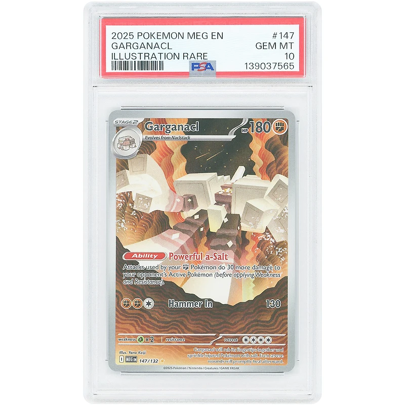 Garganacl 2025 Pokemon Mega Evolution Illustration Rare #147 PSA Authenticated 10 Card