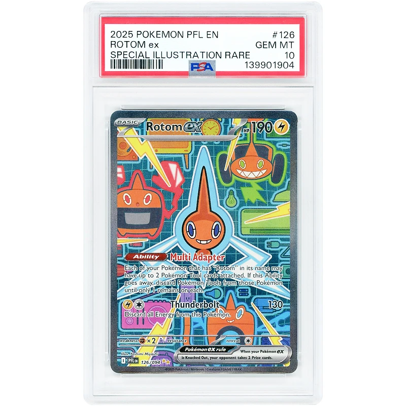 Rotom EX 2025 Pokemon Phantasmal Flames Special Illustration Rare #126 PSA Authenticated 10 Card