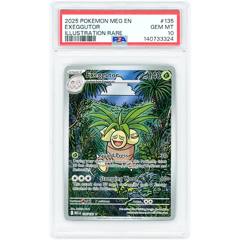 Exeggutor 2025 Pokemon Mega Evolution Illustration Rare #135 PSA Authenticated 10 Card