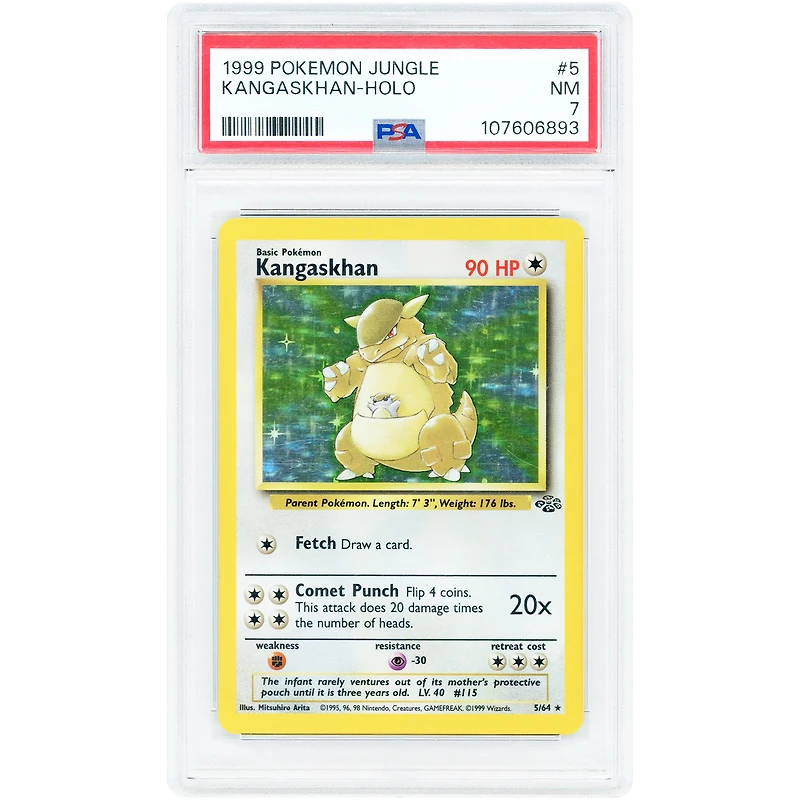 Kangaskhan 1999 Pokemon Jungle Holo Rare #5 PSA Authenticated 7 Card