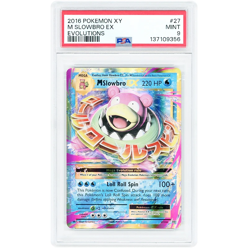 Mega Slowbro EX 2016 Pokemon XY Evolutions Full Art #27 PSA Authenticated 9 Card