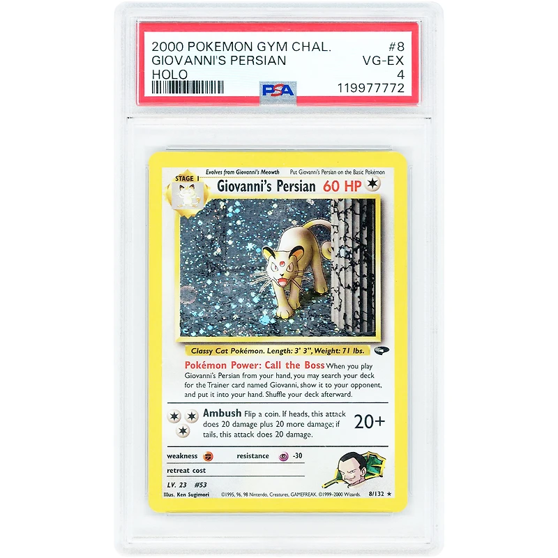 Giovanni's Persian 2000 Pokemon Gym Challenge Holo Rare #8 PSA Authenticated 4 Card
