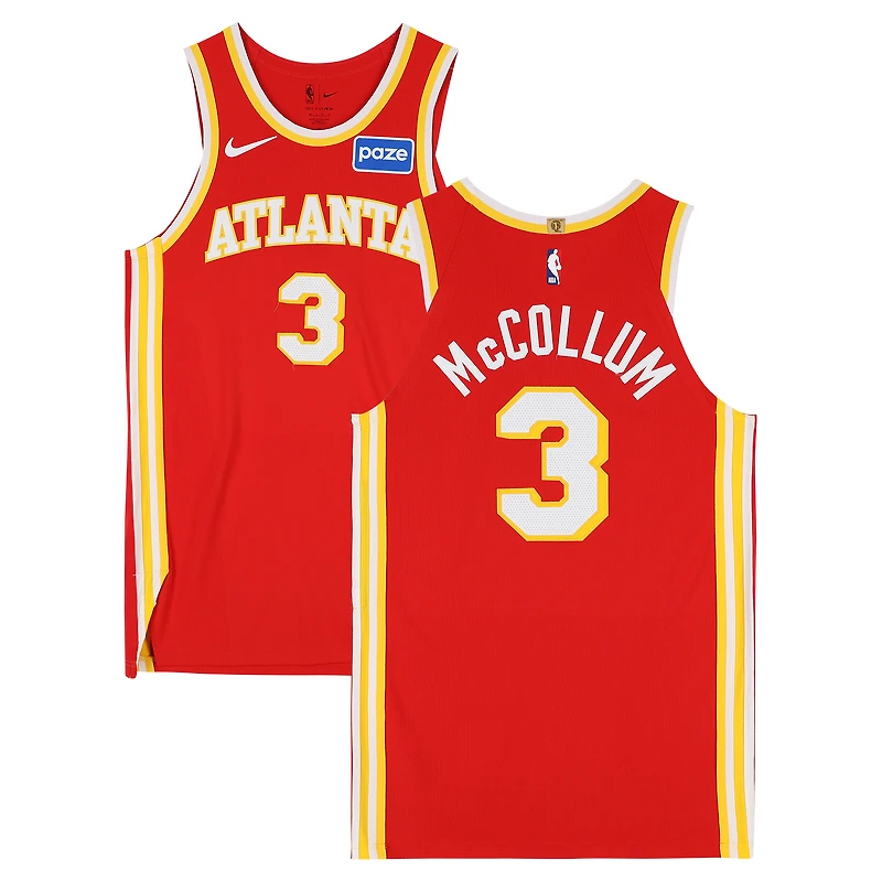 CJ McCollum Atlanta Hawks Game-Used #3 Red Nike Jersey vs. Memphis Grizzlies on March 23, 2026 - Size 48+4