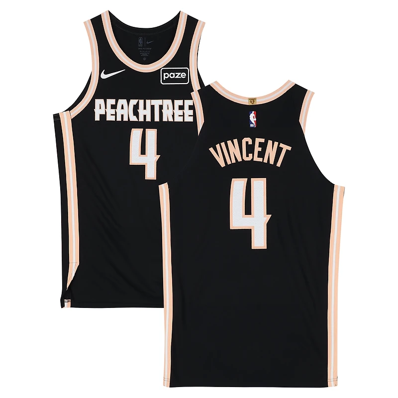 Gabe Vincent Atlanta Hawks Game-Used #4 Black Nike City Edition Jersey vs. Cleveland Cavaliers on April 10, 2026 - Size 48+4