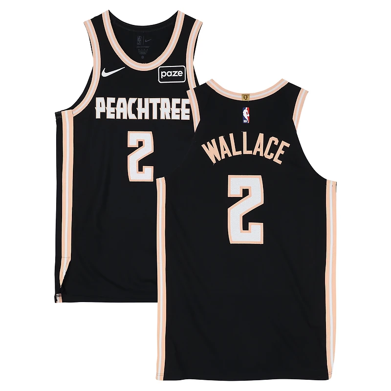 Keaton Wallace Atlanta Hawks Game-Used #2 Black Nike City Edition Jersey vs. Washington Wizards on February 26, 2026 - Size 48+4