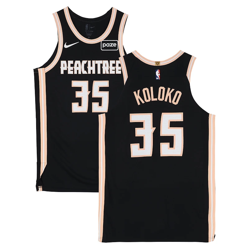 Christian Koloko Atlanta Hawks Game-Used #35 Black Nike City Edition Jersey vs. Washington Wizards on February 26, 2026 - Size 48+4