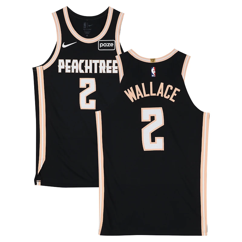 Keaton Wallace Atlanta Hawks Game-Used #2 Black Nike City Edition Jersey vs. Cleveland Cavaliers on April 10, 2026 - Size 48+4
