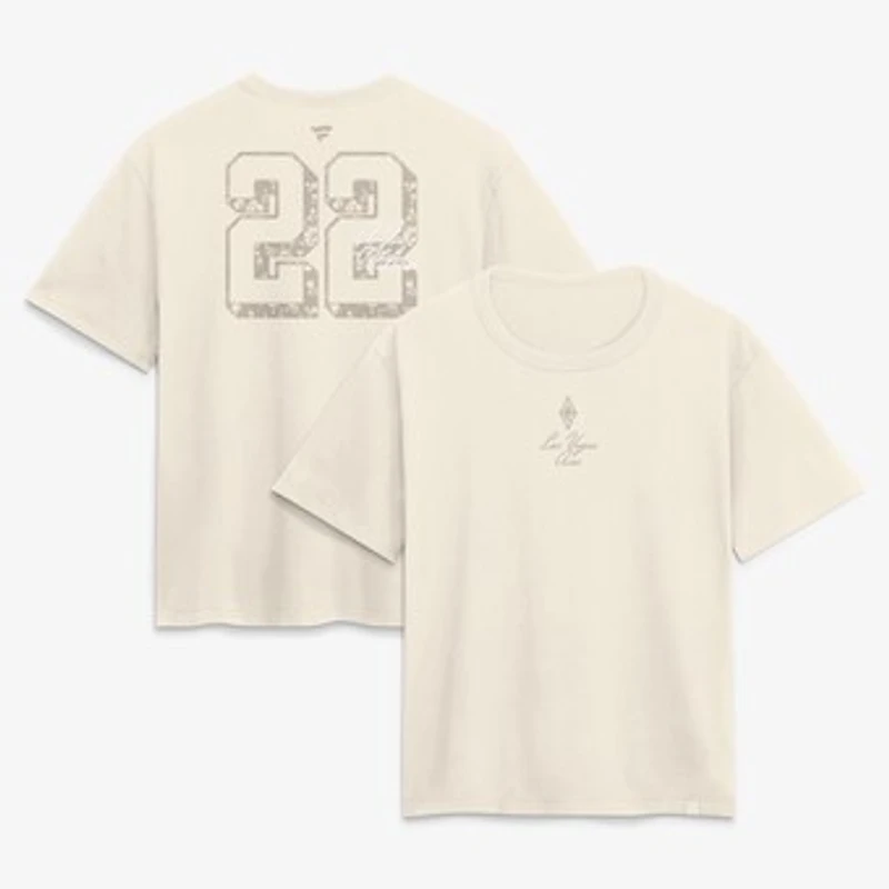 Women's A'ja Wilson Cream Las Vegas Aces Fashion Name & Number T-Shirt