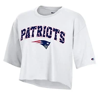 Women's Champion White New England Patriots Star Spangled Cropped T-Shirt