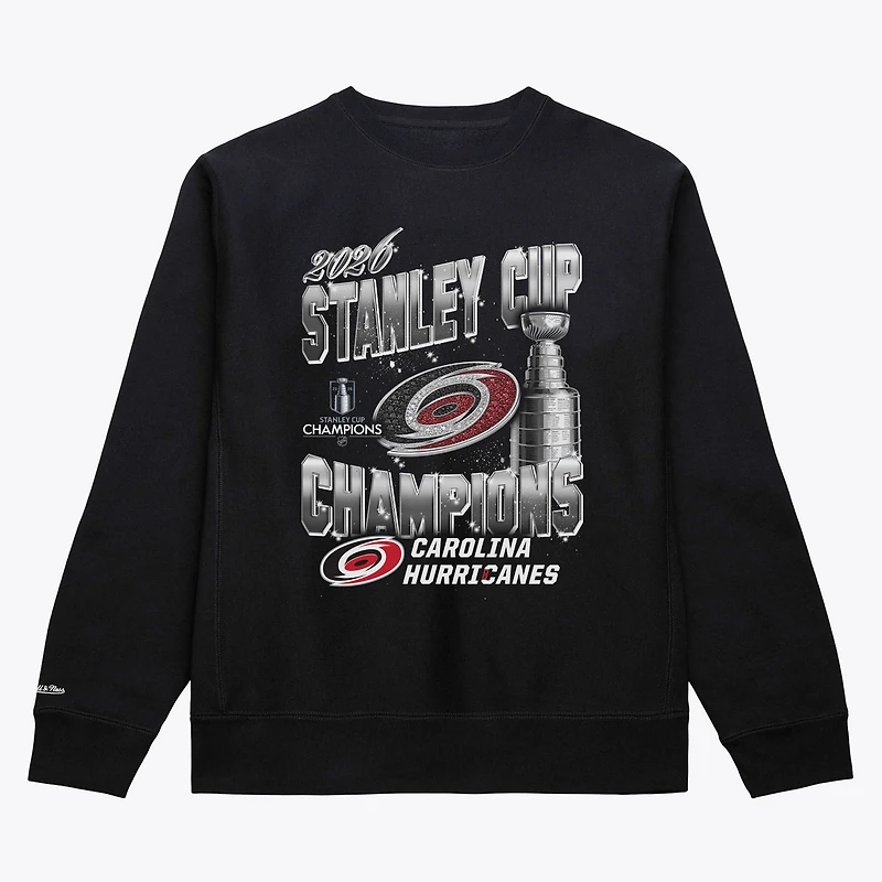 Men's Mitchell & Ness  Black Carolina Hurricanes 2026 Stanley Cup Champions Trophy Sweatshirt