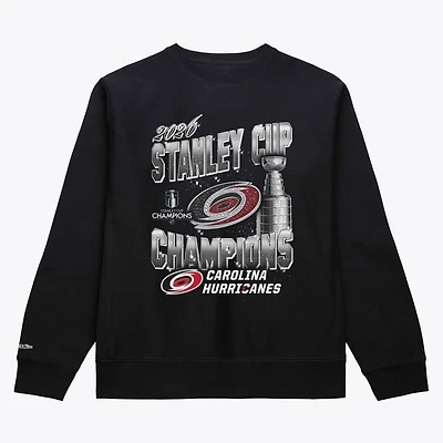 Men's Mitchell & Ness  Black Carolina Hurricanes 2026 Stanley Cup Champions Trophy Sweatshirt