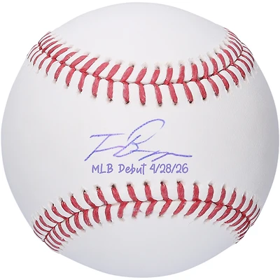 Travis Bazzana Cleveland Guardians Autographed Baseball with "MLB Debut 4/28/26" Inscription