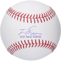 Travis Bazzana Cleveland Guardians Autographed Baseball with "MLB Debut 4/28/26" Inscription