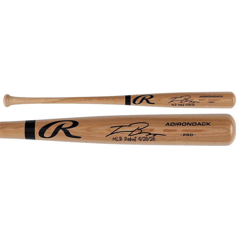 Travis Bazzana Cleveland Guardians Autographed Blonde Rawlings Pro Bat with "MLB Debut 4/28/26" Inscription