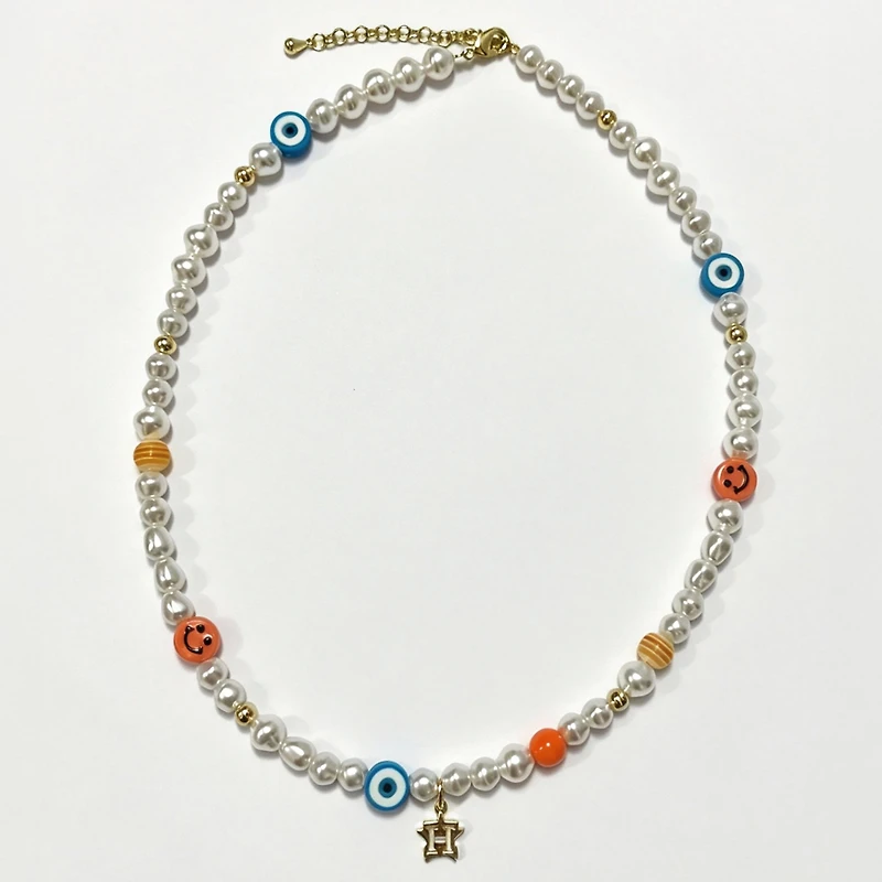 LUV AJ Houston Astros Pearl Bead Logo Necklace