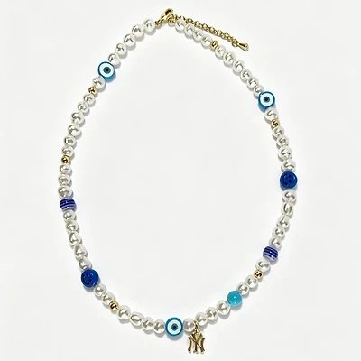 LUV AJ New York Yankees Pearl Bead Logo Necklace