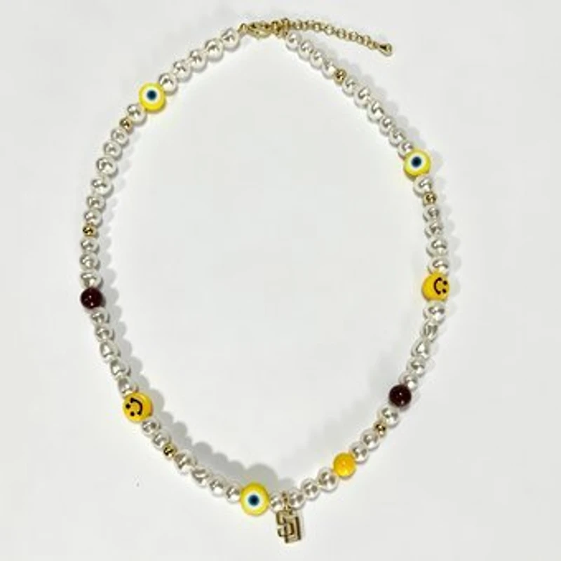 LUV AJ San Diego Padres Pearl Bead Logo Necklace
