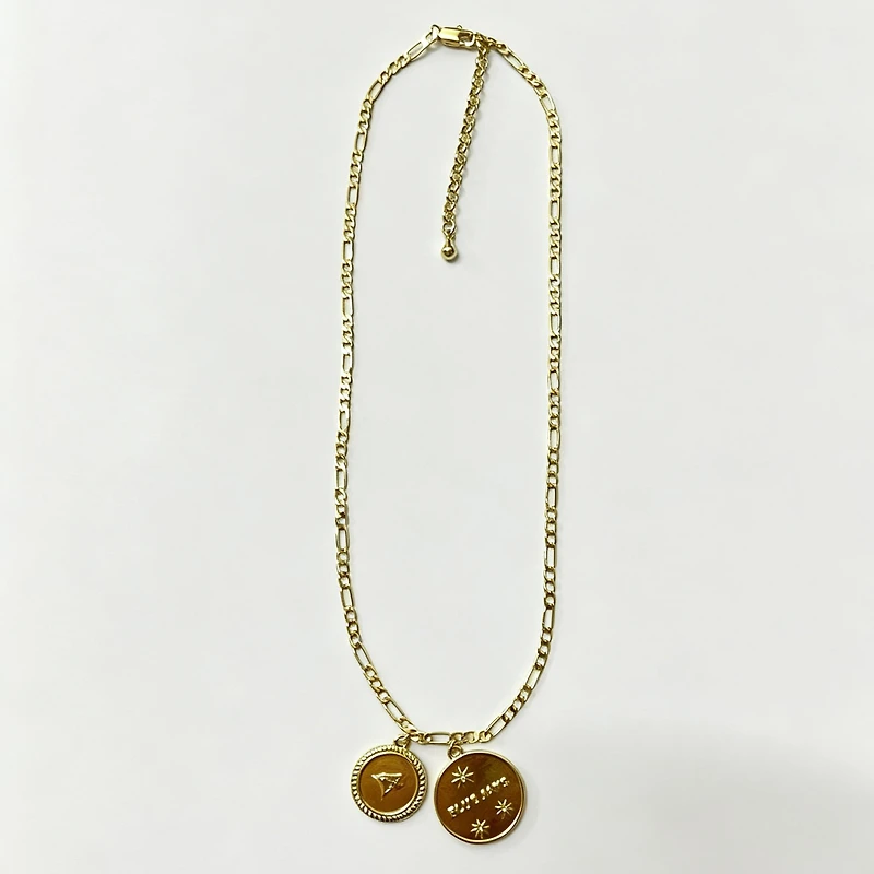 LUV AJ Toronto Blue Jays Double Coin Logo Necklace