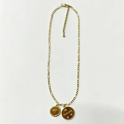 LUV AJ Toronto Blue Jays Double Coin Logo Necklace