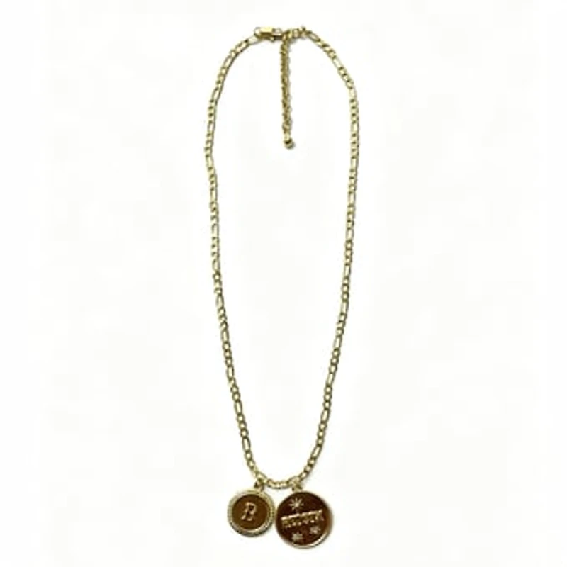 LUV AJ Boston Red Sox Double Coin Logo Necklace