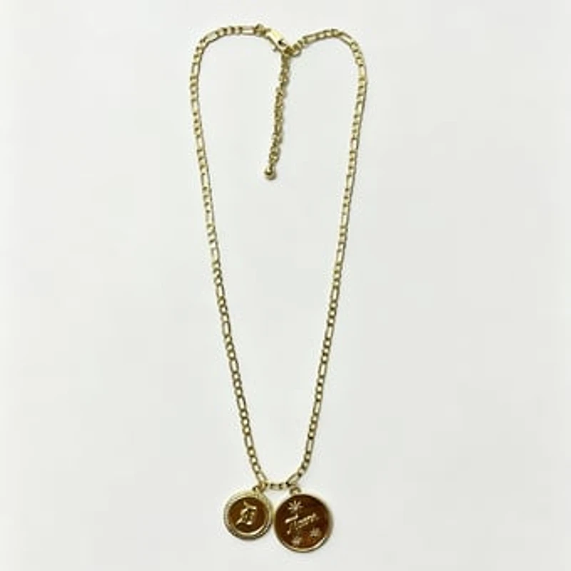 LUV AJ Detroit Tigers Double Coin Logo Necklace