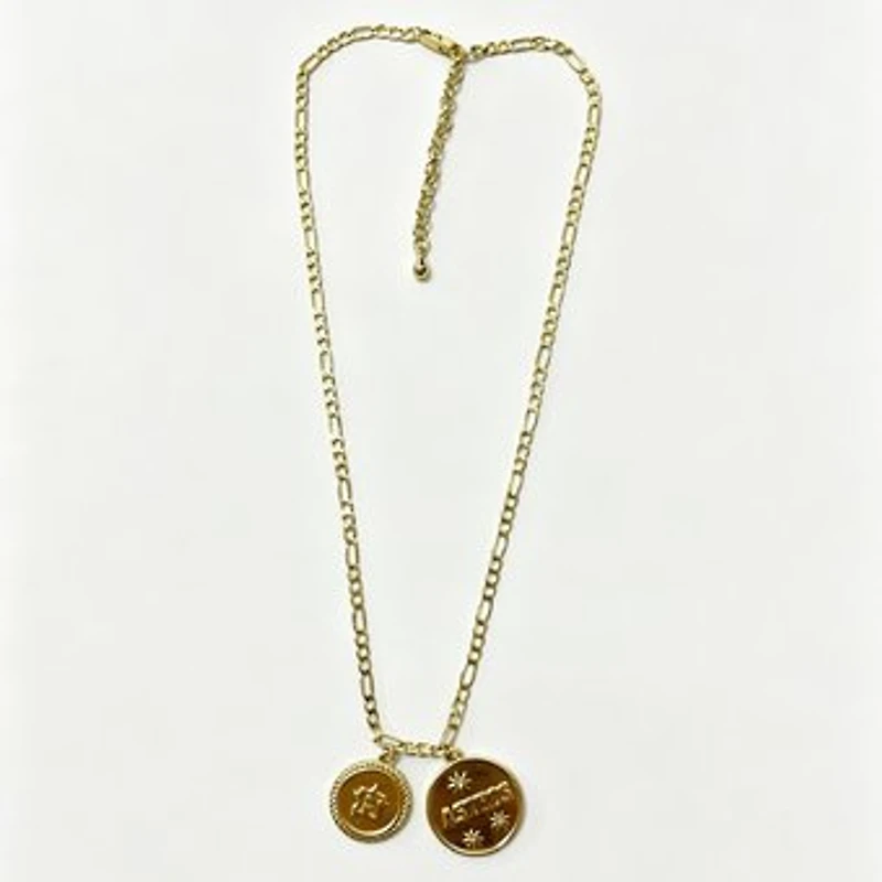 LUV AJ Houston Astros Double Coin Logo Necklace