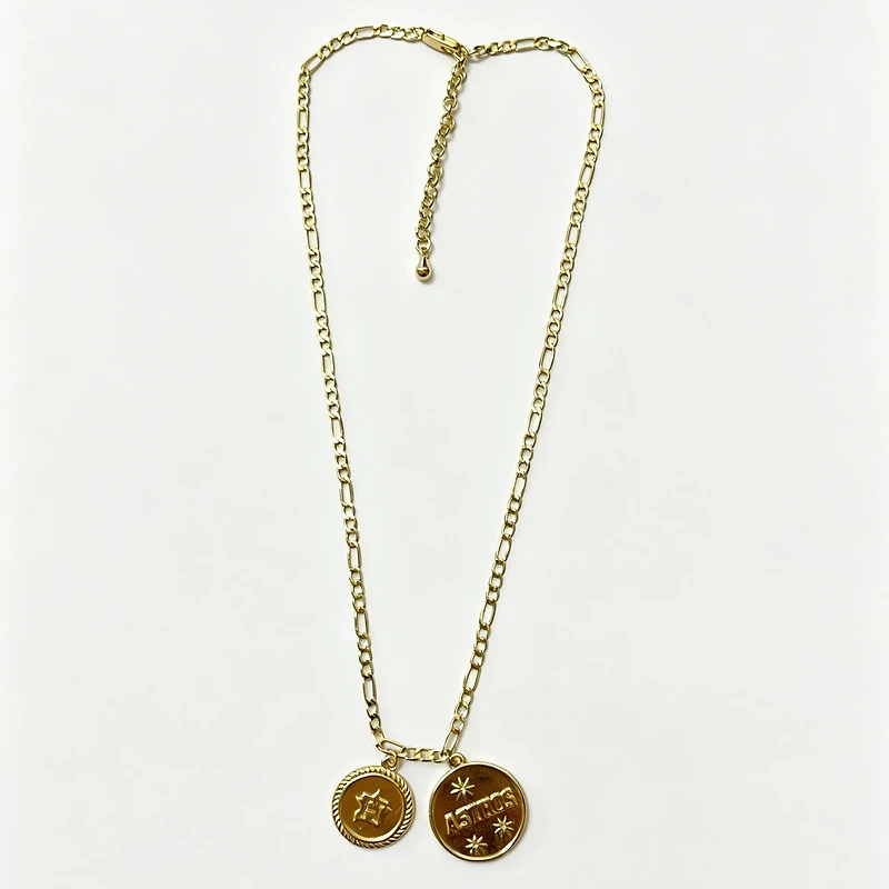 LUV AJ Houston Astros Double Coin Logo Necklace
