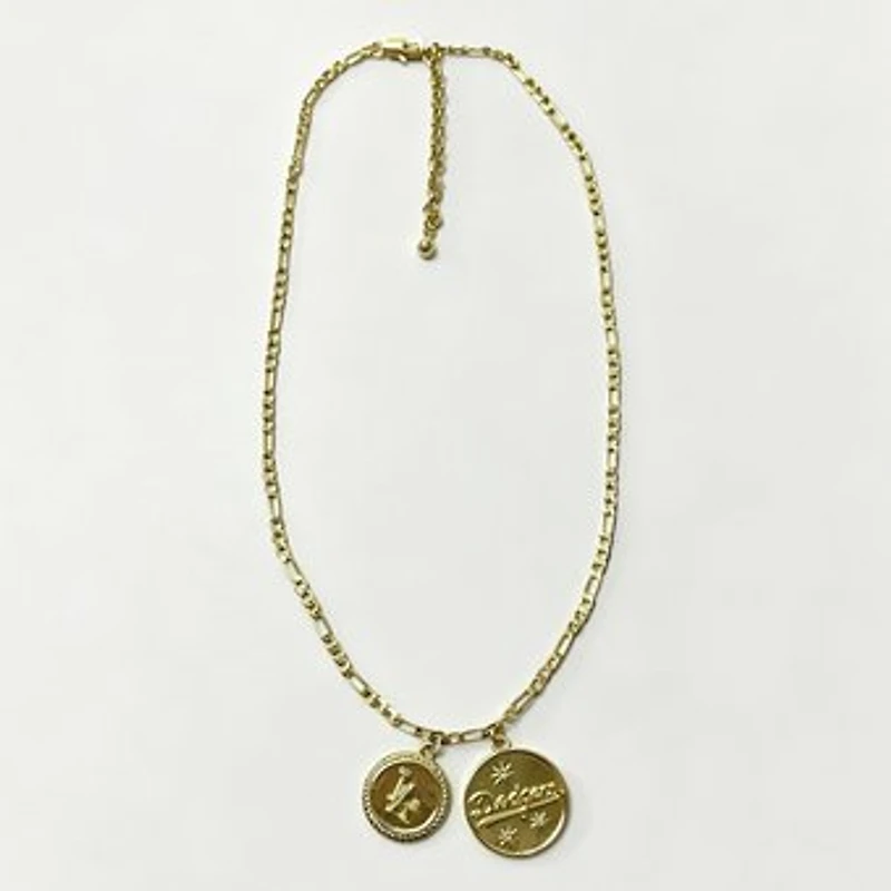 LUV AJ Los Angeles Dodgers Double Coin Logo Necklace