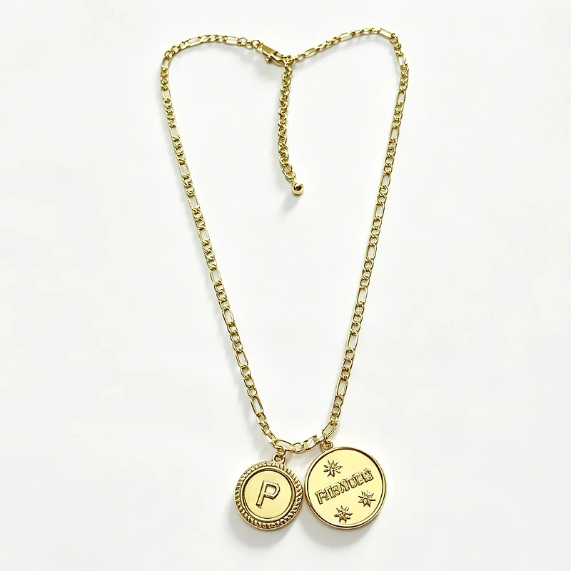 LUV AJ Pittsburgh Pirates Double Coin Logo Necklace