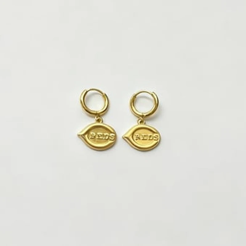 LUV AJ Cincinnati Reds Logo Charm Huggie Earrings