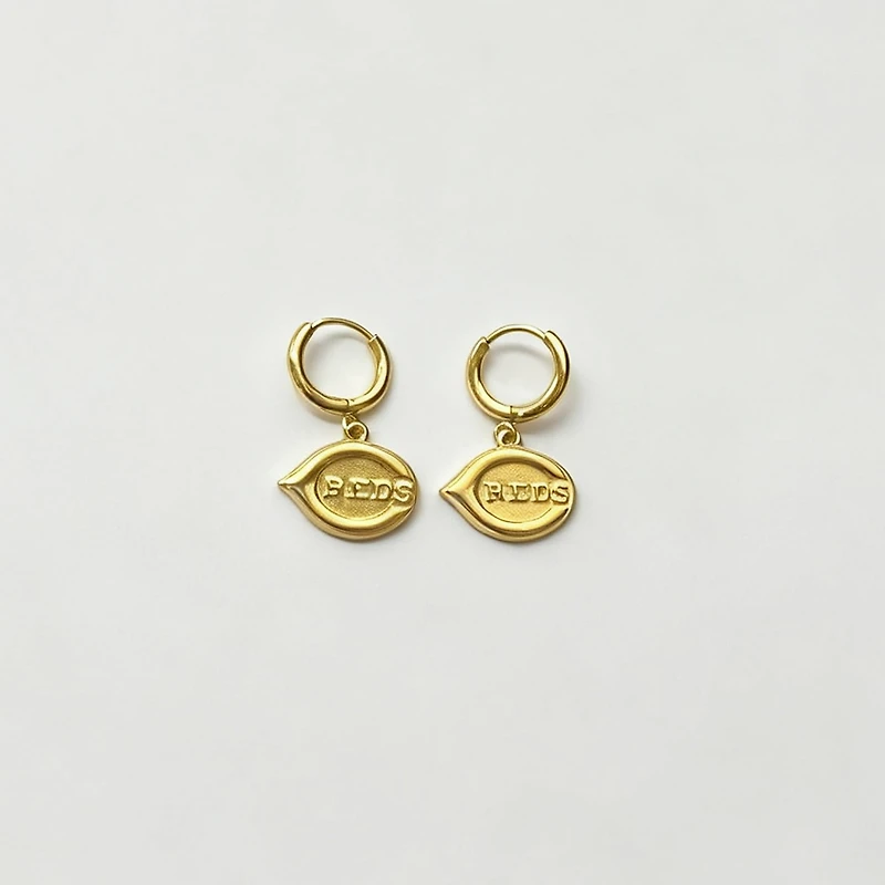 LUV AJ Cincinnati Reds Logo Charm Huggie Earrings