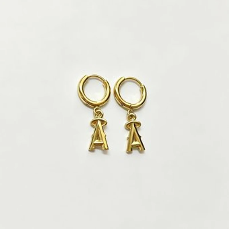 LUV AJ Los Angeles Angels Logo Charm Huggie Earrings