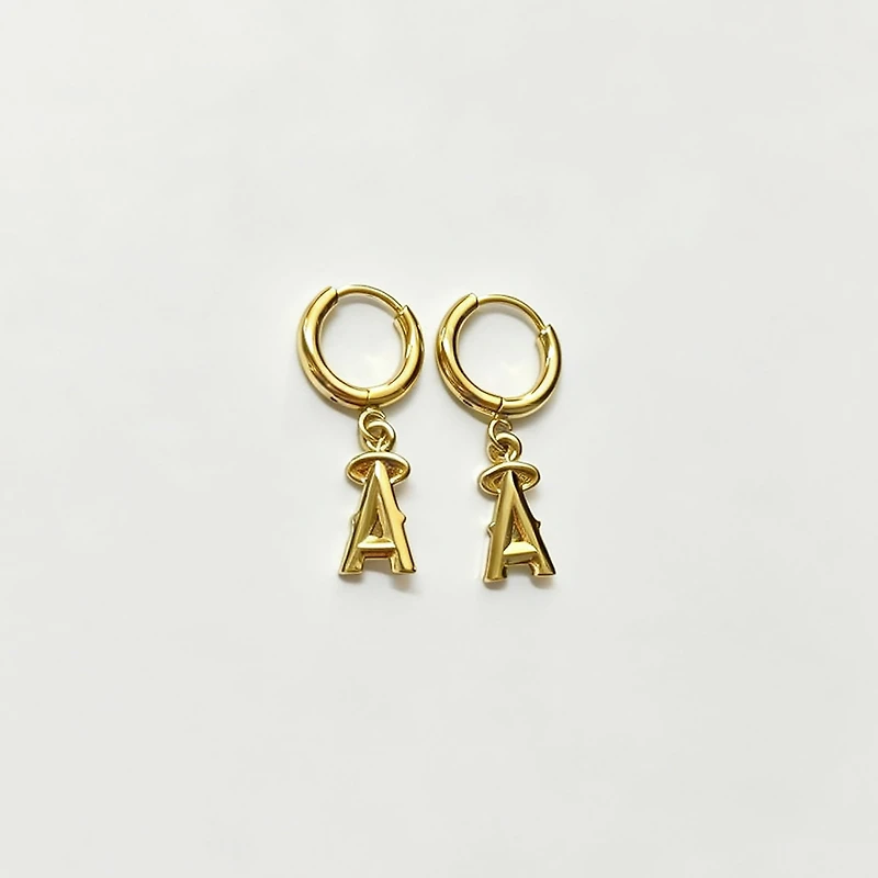 LUV AJ Los Angeles Angels Logo Charm Huggie Earrings