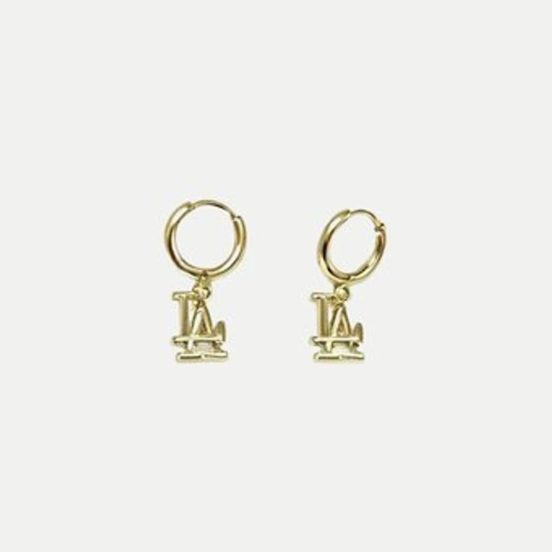 LUV AJ Los Angeles Dodgers Logo Charm Huggie Earrings