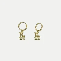 LUV AJ Los Angeles Dodgers Logo Charm Huggie Earrings