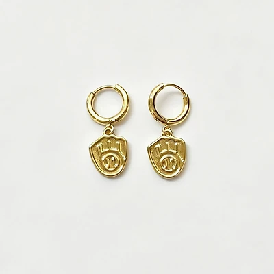 LUV AJ Milwaukee Brewers Logo Charm Huggie Earrings