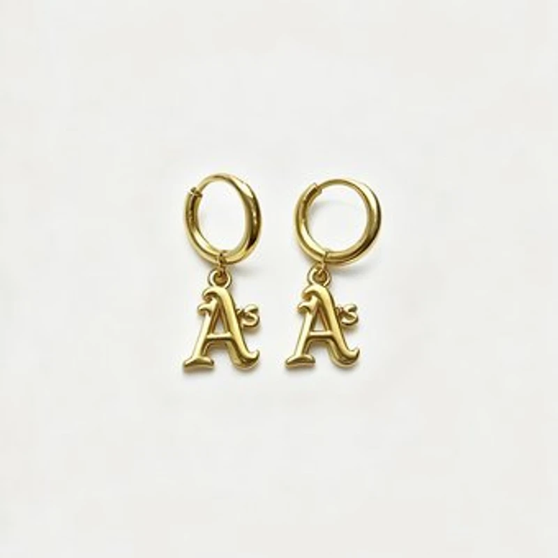 LUV AJ Athletics Logo Charm Huggie Earrings