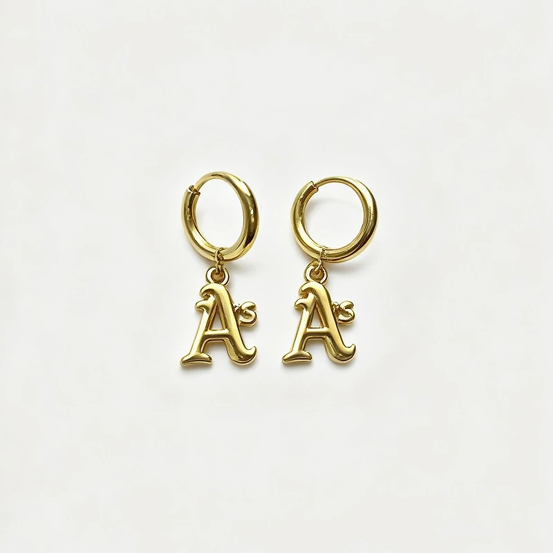 LUV AJ Athletics Logo Charm Huggie Earrings