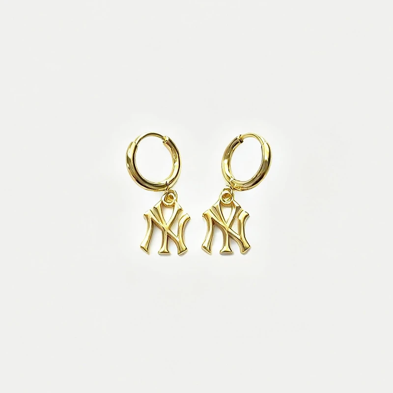 LUV AJ New York Yankees Logo Charm Huggie Earrings