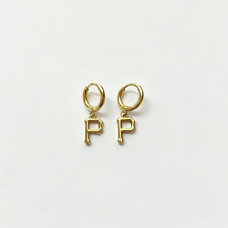 LUV AJ Pittsburgh Pirates Logo Charm Huggie Earrings
