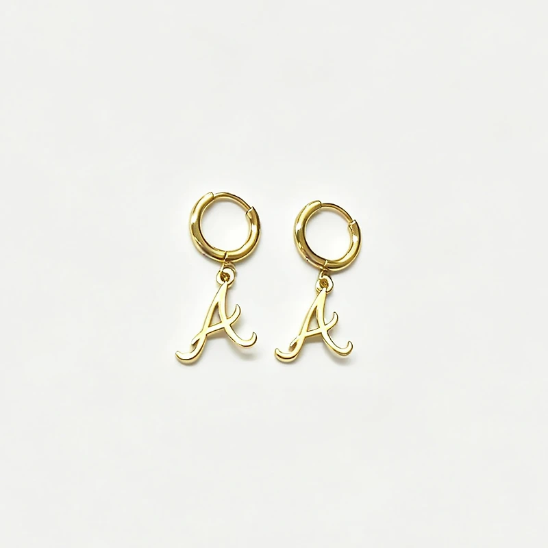 LUV AJ Atlanta Braves Logo Charm Huggie Earrings
