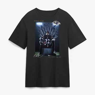 Men's Derrick Henry Black Baltimore Ravens Throne T-Shirt