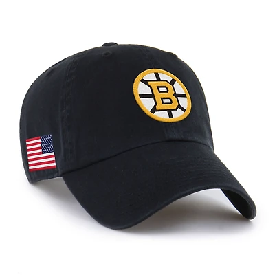 Unisex '47 Black Boston Bruins Heritage Flag Clean Up Adjustable Hat