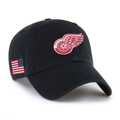 Unisex '47 Black Detroit Red Wings Heritage Flag Clean Up Adjustable Hat