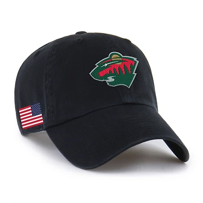 Unisex '47 Black Minnesota Wild Heritage Flag Clean Up Adjustable Hat