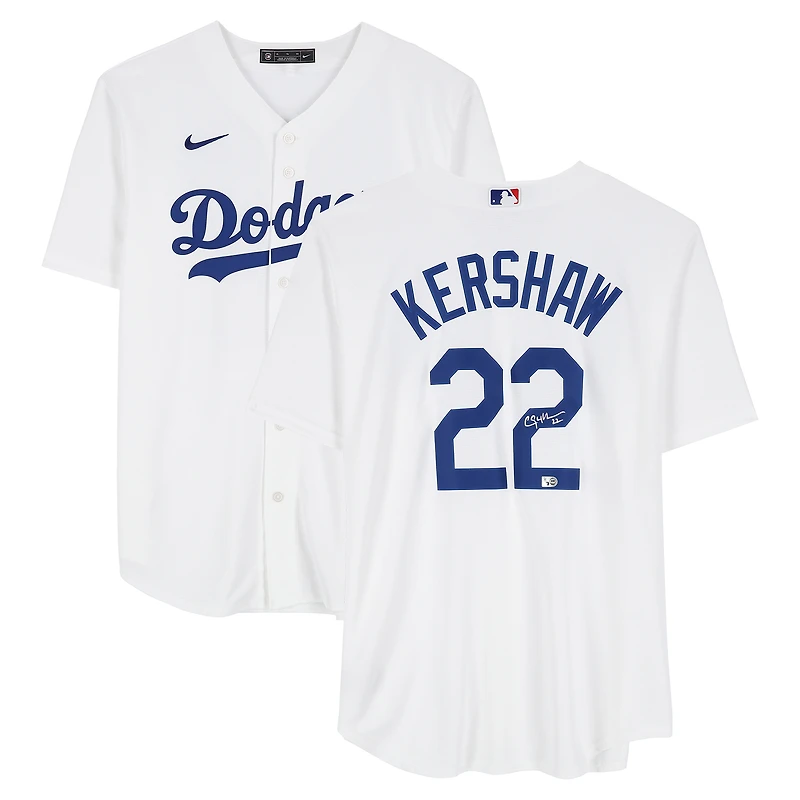 Clayton Kershaw Los Angeles Dodgers Autographed White Nike Replica Jersey